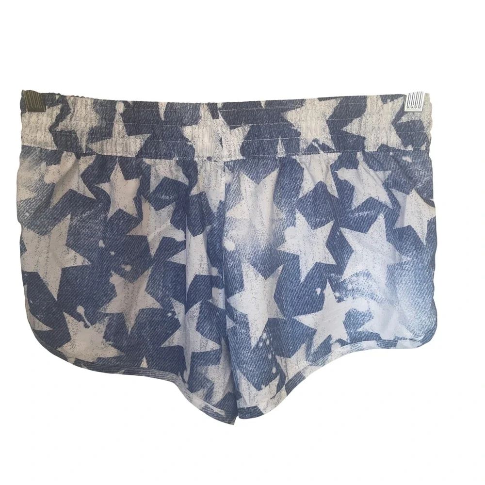 Op Women Blue White Star Print Americana Beach Board Shorts Size Medium Surfcore - Picture 2 of 6